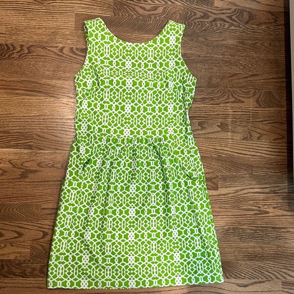 Jude Connally Lime Green & White Geometric Midi Dress - Picture 12 of 13